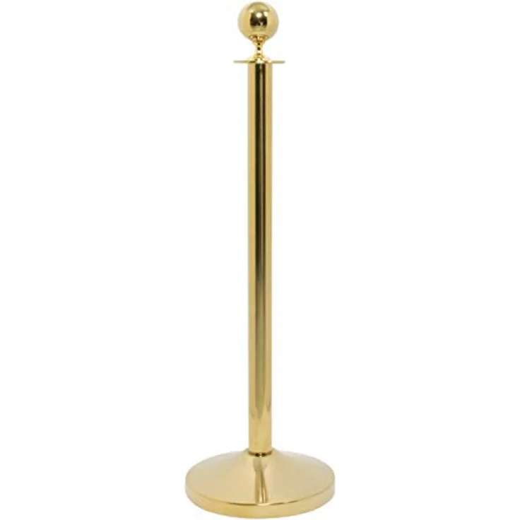 SECURIT Classic Barriere-Set – Gold – flach Head Post 100 cm & rund Boden 31 x 31 cm, Metall, 13 x 34.5 x 82 cm