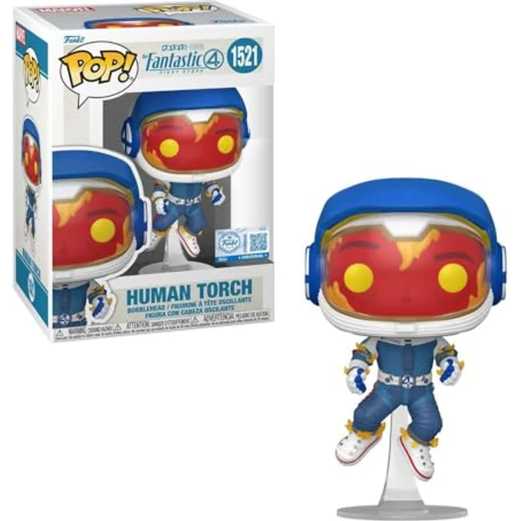 Funko Sammelfigur Marvel The Fantastic 4 Human Torch, detaillierte Sammlerfigur mit feuriger Darstellung in Fensterbox – Bild 1