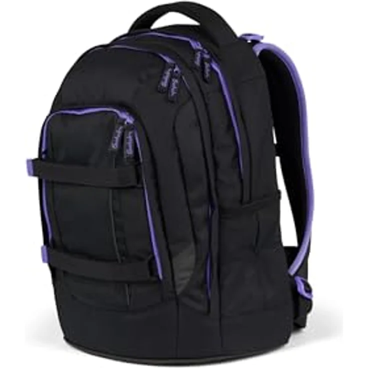Satch Schulrucksack Pack, aus 100% recycelten PET-Flaschen, mit Organizer und verstellbarem Tragesystem, schwarz – Bild 2