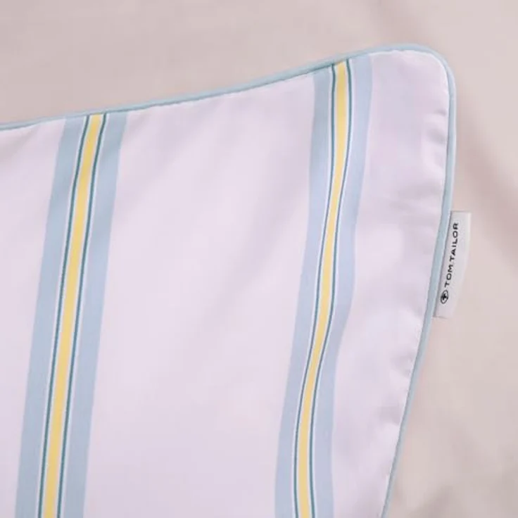 TOM TAILOR Satin-Bettwäsche CLASSIC SATIN STRIPES Weiß/Hellblau, Wendemotiv, Paspel am Kissen, 100% Baumwolle/Satin – Bild 5