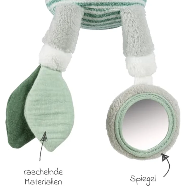 Fehn Greifspielzeug Eselchen, Activity Motorikspielzeug mit Klemme und Glöckchen, ab Geburt, 40 cm – Bild 3