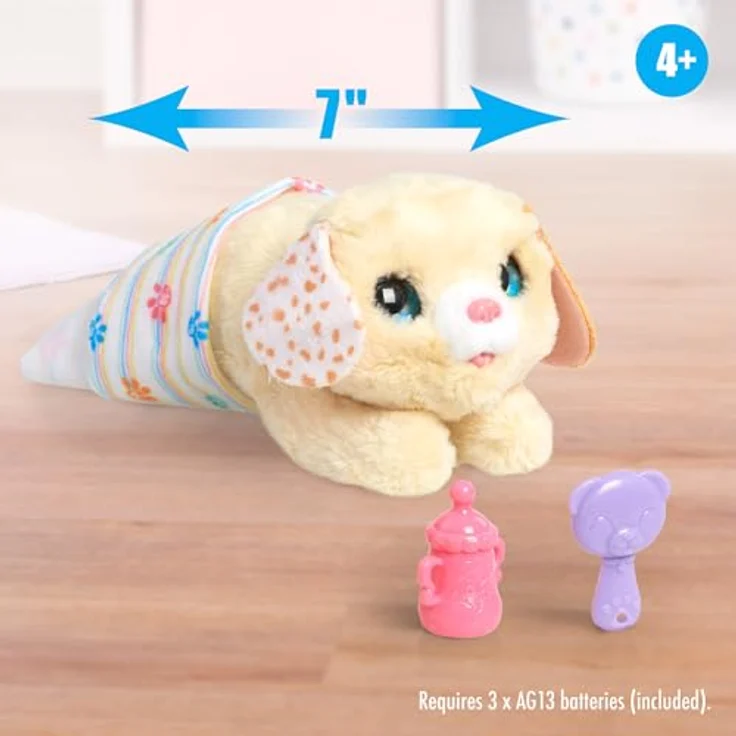 Just Play furReal Newborns Welpe, Interaktives Haustier, Kleiner Plüschwelpe mit Soundeffekten und Bewegungen, Cremefarben, Kinderspielzeug ab 4 Jahren – Bild 2