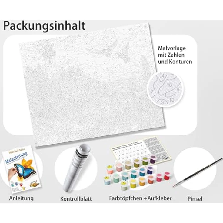 Schipper Malen nach Zahlen Meisterklasse Premium, Kolibri, farbenfrohes Kunstprojekt mit intensiven Türkis-, Gelb- und Purpur-Tönen, Made in Germany – Bild 4