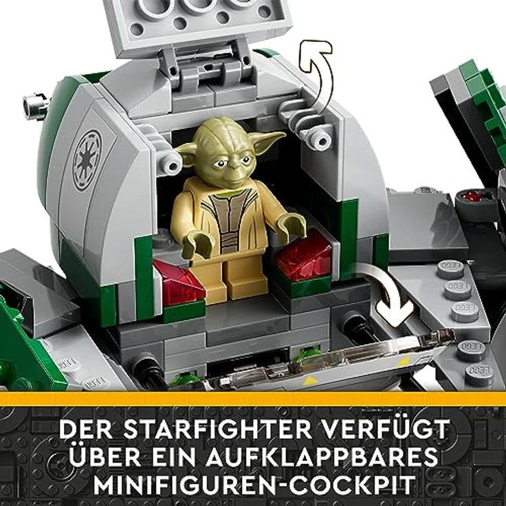 LEGO 75360 Star Wars Yodas Jedi Starfighter Bauspielzeug, Clone Wars Fahrzeug-Set mit Meister Yoda-Minifigur, Lichtschwert und Droide R2-D2-Figur – Bild 5
