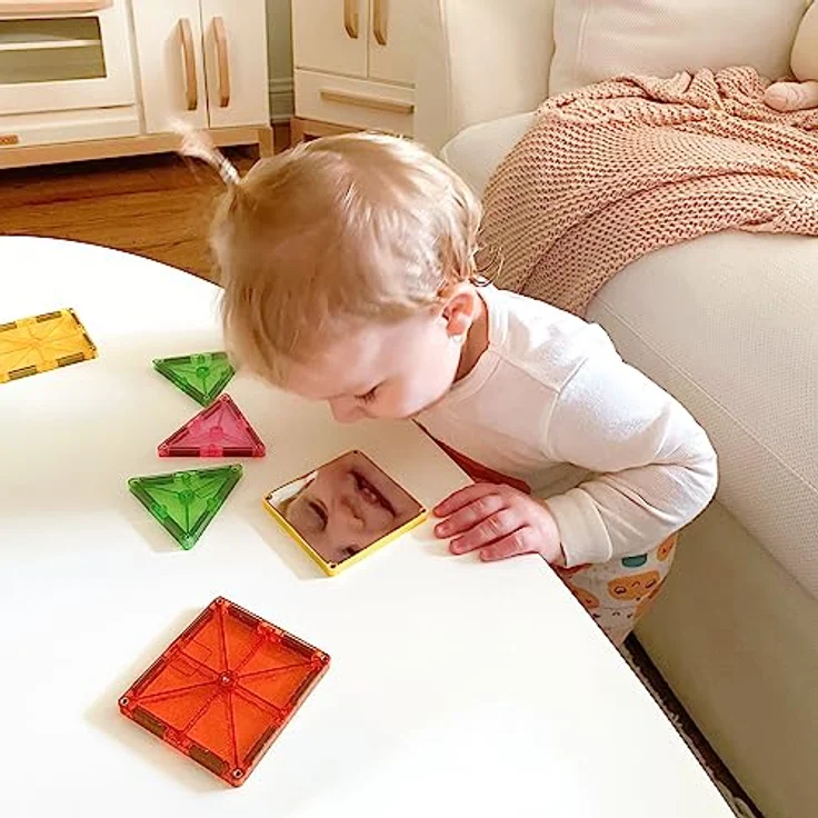 Magna-Tiles Stardust Set - Original Magnetische Baufliesen für Kreatives Offenes Spielen, Lernspielzeug für Kinder ab 3 Jahren (15 Stück inklusive Glitzer und Spiegel), Mehrfarbig, 15 Piece – Bild 2