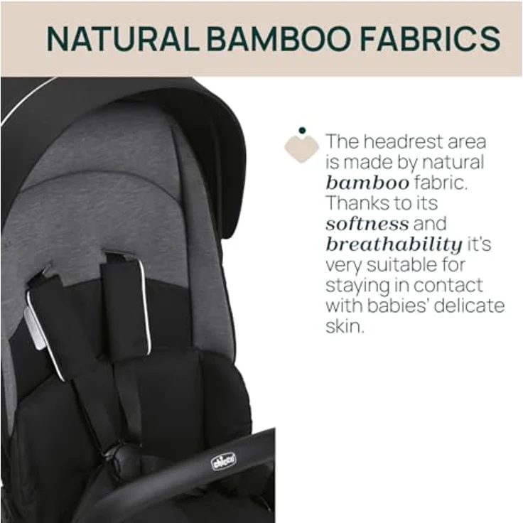 Chicco One4Ever Lounge, Faltbarer Kinderwagen von 0-4 Jahren mit verstellbarer Rückenlehne, automatischem 1-Schritt-Verschluss, max. 22kg, natürliche Bambusstoffe, elegantes Design – Bild 4