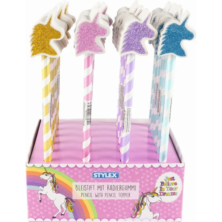 Stylex Bleistift mit Radiergummi, 1 Stück, in 4 verschiedenen Farben erhältlich