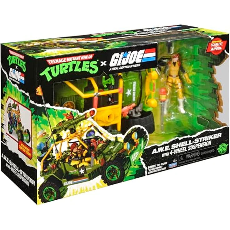 Playmates Teenage Mutant Ninja Turtles X G.I. Joe A.W.E. Shell-Striker Fahrzeug mit Figur, bedruckte Box – Bild 13
