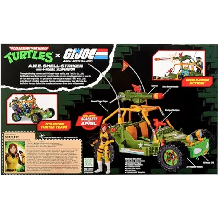 Playmates Teenage Mutant Ninja Turtles X G.I. Joe A.W.E. Shell-Striker Fahrzeug mit Figur, bedruckte Box – Bild 11