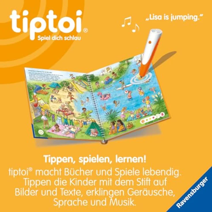 Ravensburger tiptoi® Buch - Meine Lern-Spiel-Welt - Englisch, interaktive Entdeckungsreise für Kinder mit Amy und Luke – Bild 4