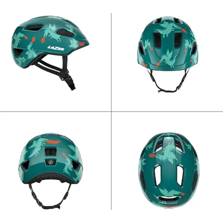 LAZER Nutz 2.0 KinetiCore Kinderfahrradhelm, leichter Uni-Fahrradhelm mit Drachen-Motiv, Einheitsgröße, sicheres EZ Fit-System – Bild 2