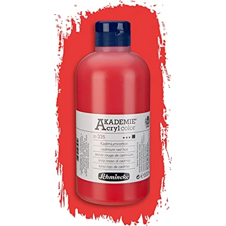 Schmincke AKADEMIE Acryl color Kadmiumrotton, 500 ml Künstler-Acrylfarbe, brillant und deckend – Bild 2