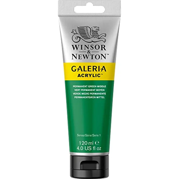 Winsor & Newton Galeria Acrylfarbe Permanentgrün Mittel, hohe Pigmentierung, lichtecht, buttrige Konsistenz, 120 ml Tube – Bild 5