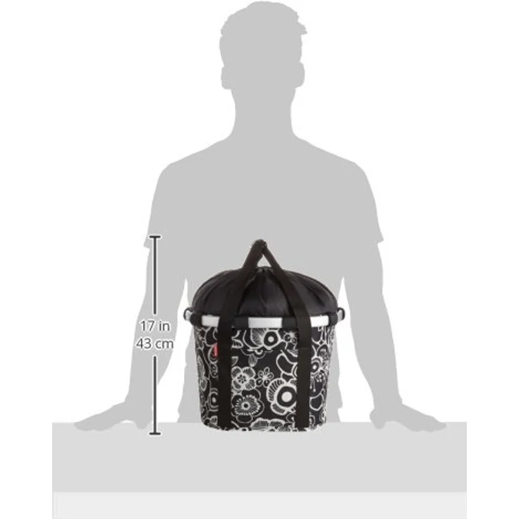 KLICKfix Fahrradkorb Fahrradtasche Bikebasket Reisenthel fleur schwarz 35x28x26 cm – Bild 3