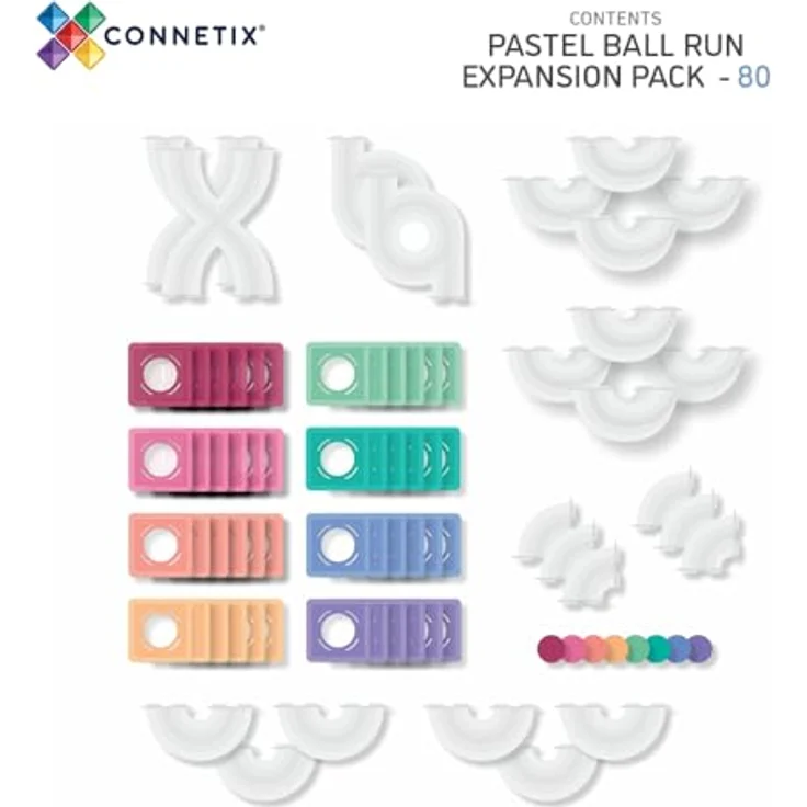 Connetix Magnetspielbausteine Kugelbahn Pastel Ball Run Expansion Pack verstärkte Magnete, 80 Teile, ab 3 Jahren – Bild 6