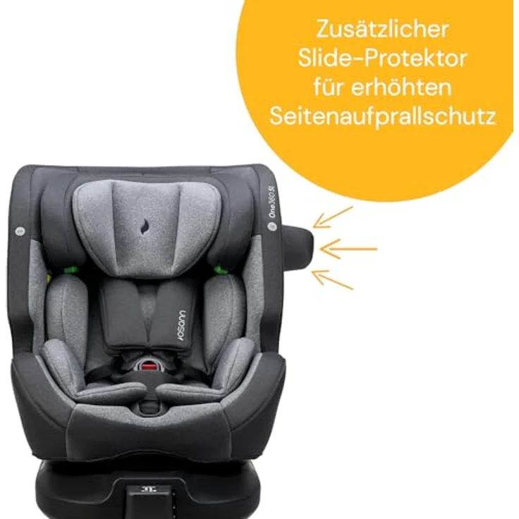Osann Reboarder-Kindersitz One 360 SL i-Size, drehbar ab Geburt bis 12 Jahre (40-150 cm), inkl. Isofix-Basis mit Stützfuß, Universe Grey – Bild 5