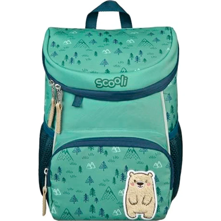Familando Scooli Mini-Me Kindergarten Rucksack für Jungen und Mädchen | Ergonomischer Vorschulrucksack | 4-TLG. Set mit Brotdose und Trinkflasche | Bobby Bär Blau – Bild 2
