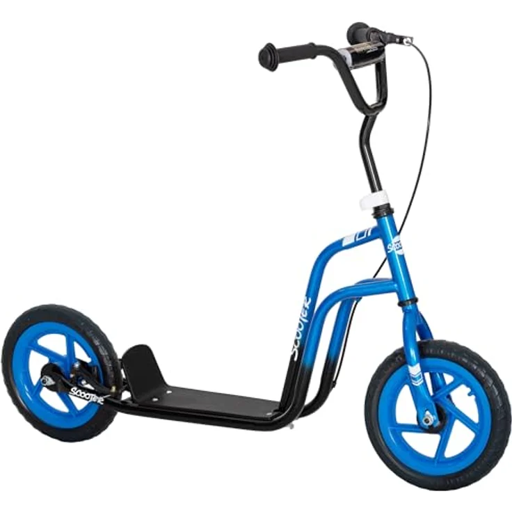 AIYAPLAY Kinderroller Tretroller 12 Zoll mit verstellbarem Lenker, großen All-Terrain-Rädern und Handbremse, für 5-12 Jahre Jungen und Mädchen, Blau – Bild 1