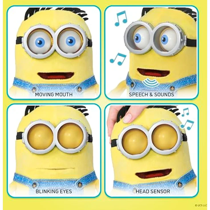 WOW! STUFF Minions Palm Puppetronic – Henry | Interaktive Spielfigur mit 40+ Sounds und beweglichem Mund | Blinkendes Auge & Kommunikationsoptionen mit James & Dick – Bild 3