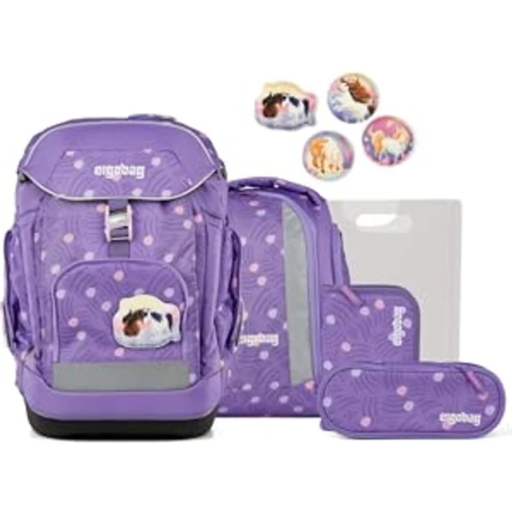 ergobag Maxi Set 6-teilig, ergonomischer Schulrucksack für große Kinder, höhenverstellbar, wasserdichte Bodenwanne, inkl. Sportrucksack und gefülltem Federmäppchen – Bild 1