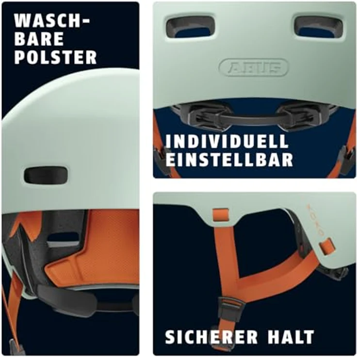 ABUS XoXo Stadt Helm, Kinderfahrradhelm in Mintgrün, Größe S (51-55 cm) – Bild 3
