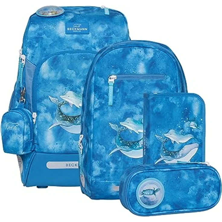 Beckmann Active Air FLX Space Mission, Schulrucksack Set (6tlg., blau) mit Laptopfach, Sportrucksack, Federmappe und Regenhülle – Bild 1