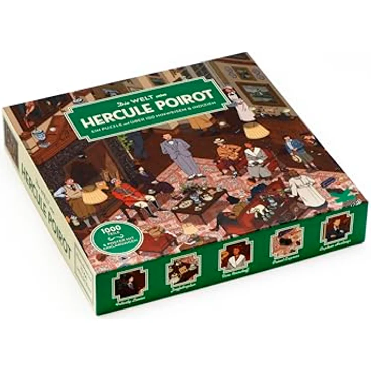 Laurence King Die Welt von Hercule Poirot, 1000 Teile-Puzzle, mit A2-Poster und detektivischen Hinweisen, Weiß, 20x30 cm – Bild 3