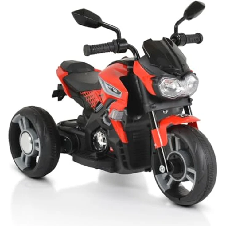 Moni Kinder Elektromotorrad Colombo Scheinwerfer, Zwei Motoren, MP3, bis 7 km/h, rot – Bild 3