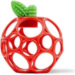 Bright Starts Oball Easy Grasp Apfel Beiring Spielzeug, BPA-frei, unisex für Neugeborene, strukturiertes Blatt für Zahnungshilfe, leicht und tragbar.