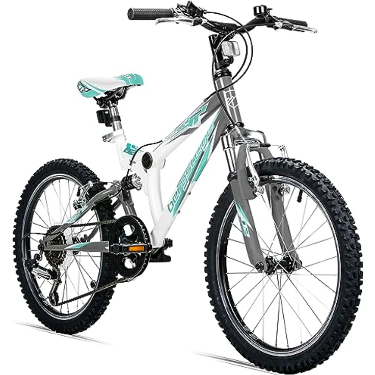 Bergsteiger Montreal 20, 24 Zoll Kinderfahrrad, geeignet für 6,7, 8, 9, 10, 11, 12, 13 Jahre, Shimano 18 Gang-Schaltung, Mountainbike mit Vollfederung, Jungen-Fahrrad, Mädchen-Fahrrad – Bild 1