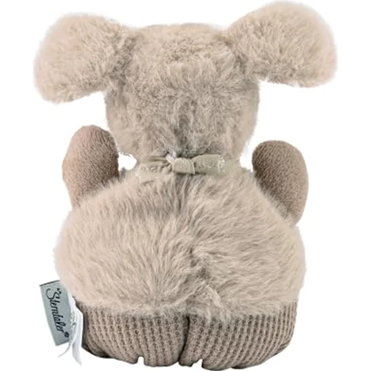 Sterntaler Knuddelsäckchen Hund Lucky, Kuscheltier mit Rassel aus weichem Flausch und Pikee für Baby und Kinder, graubeige – Bild 2