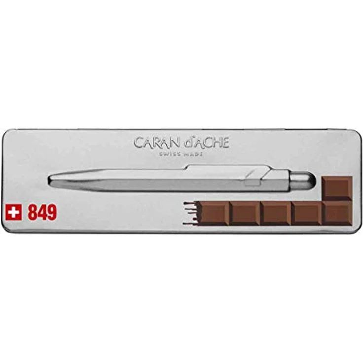 Caran d'Ache 849 Schokolade, Kugelschreiber mit sechseckigem Aluminiumschaft und Goliath Riesenpatrone, braun im Etui – Bild 2