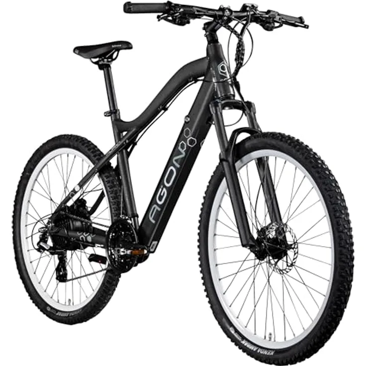 AGON Alpha E Bike Mountainbike Herren oder Damen 170-190 cm Pedelec 27,5 Zoll Hardtail MTB Trail mit Ananda Motor (dunkelgrau, 48 cm)