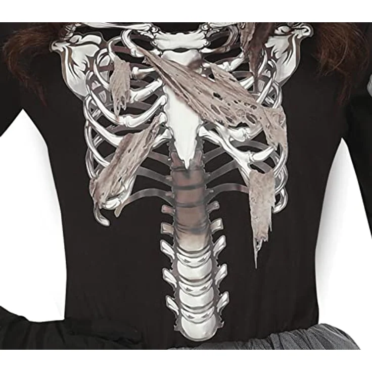 FIESTAS GUIRCA Tullrock Skelett Kostüm, 3D-Druck Kleid mit Kapuze und Leggings, Größe 36-38 M, Halloween Kostüm für Damen – Bild 4