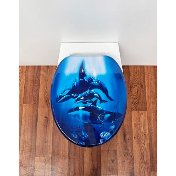 ADOB WC Sitz Klobrille Toilettendeckel Wale, stabiler Holzkern, verstellbare Metallscharniere, universalpassend, 87337 – Bild 5