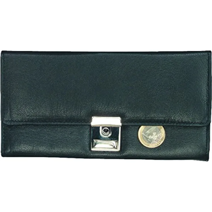 Kellnerbörse aus feinstem Nappaleder, schwarz, ca. 18,5 x 9,5 cm