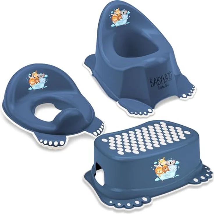 Babykajo 3 in 1 Baby Töpfchen Set, inkl. Töpfchen, Toilettensitz und Tritthocker, BPA freies Plastik, dunkelblau – Bild 1