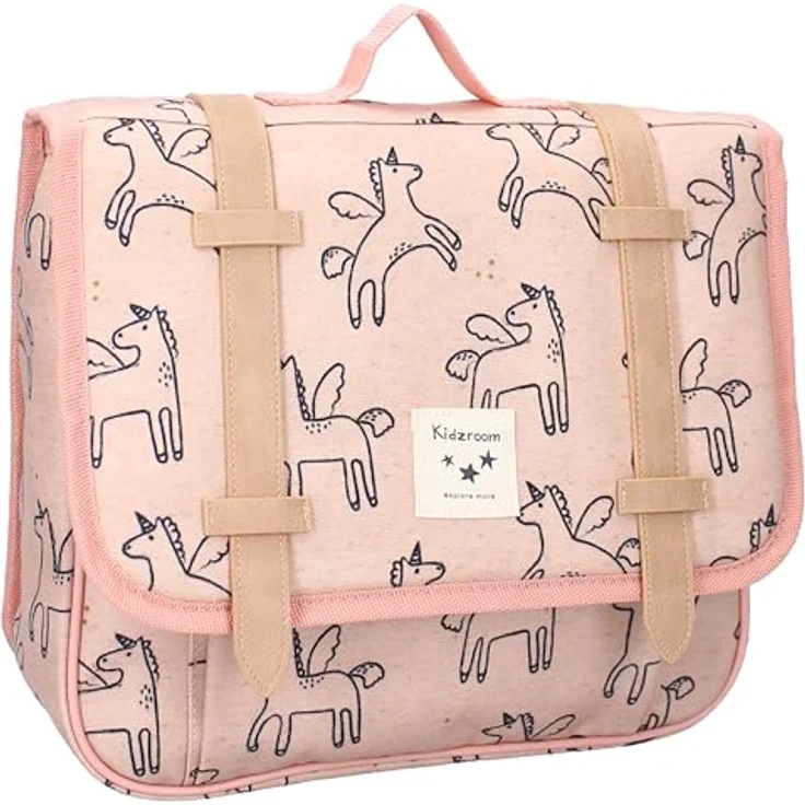 Kidzroom Schulranzen Einhorn, rosa Rucksack aus recyceltem Polyester, großes Hauptfach, verstellbare Schultergurte, 7 Liter Volumen – Bild 1