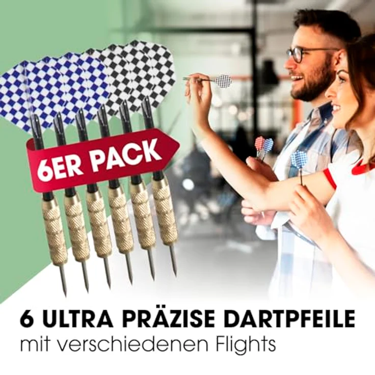 #DoYourDart Dartscheibe Komplett-Set, Sisal mit 6 Steeldartpfeilen und Dart-Surround, selbstschließende brasilianische Sisalfasern – Bild 4