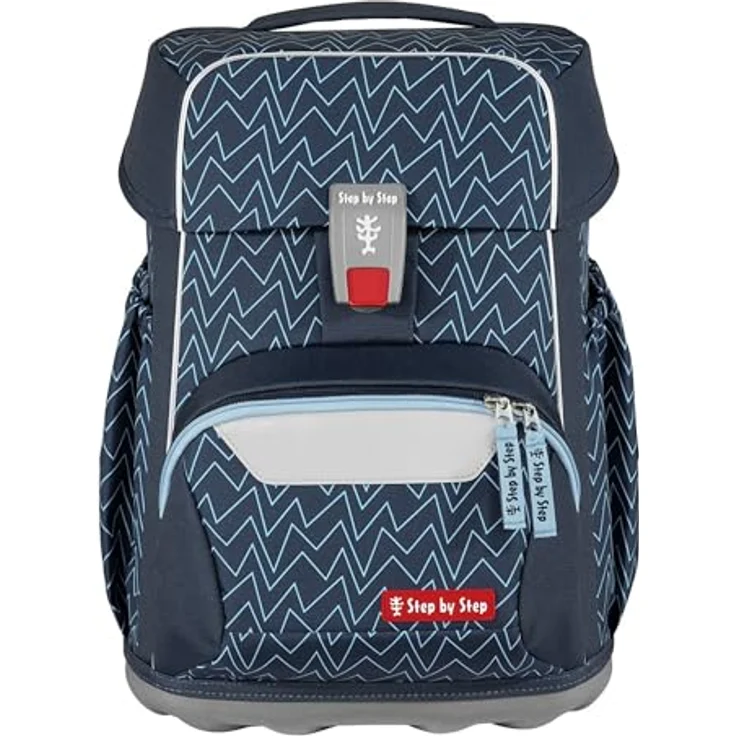 Step by Step Basis Schulranzen-Set „Blue Lines“, 4-teilig, ergonomischer Tornister 20L, blau, mit Reflektoren, Hüft- und Brustgurt, für Kinder ab der 1. Klasse – Bild 2