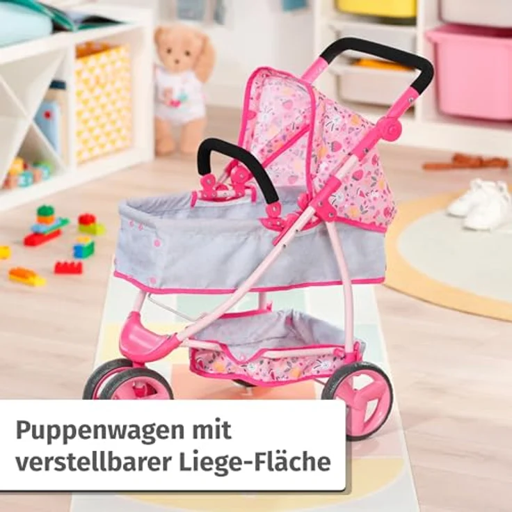 BABY Born Deluxe Puppenwagen, Puppenwagen mit Verstellbarer Liege-Fläche und Griff, blau - Preisvergleich – Bild 2