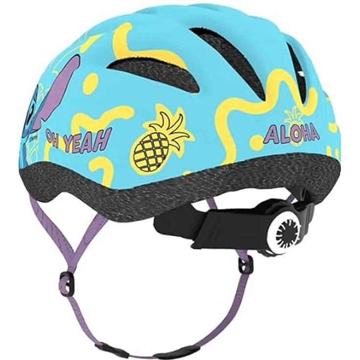 Seven Polska Kinder Fahrradhelm Stitch, S: 48-52cm, ca. 2-5.5 Jahre, Stitch-Junior - PVC Außenhelm, EPS-Schaum Innenfutter, Hellblau mit Stitch Figuren, EN 1078:2012+A1 – Bild 3