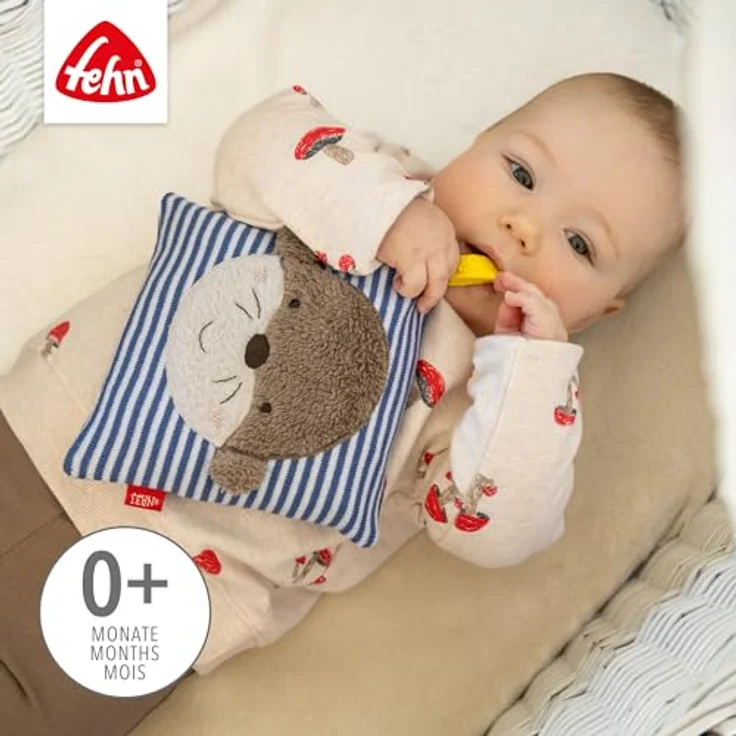 Fehn Kirschkernkissen Otter Theo, Kuschelkissen mit entnehmbarem Wärme-/Kältesäckchen, ideal für Babys ab 0+ Monaten, waschbar bei 30°C – Bild 2