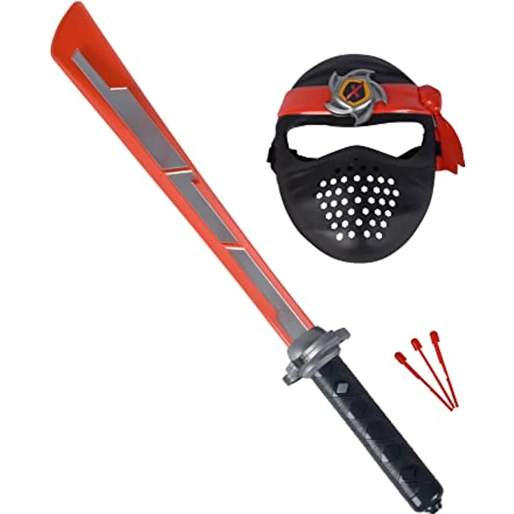Simba 108042587 Next Ninja Schwert und Maske, rot, mit Licht und Sound, Schussfunktion, 60cm, mit Textilband, ab 3 Jahre – Bild 1