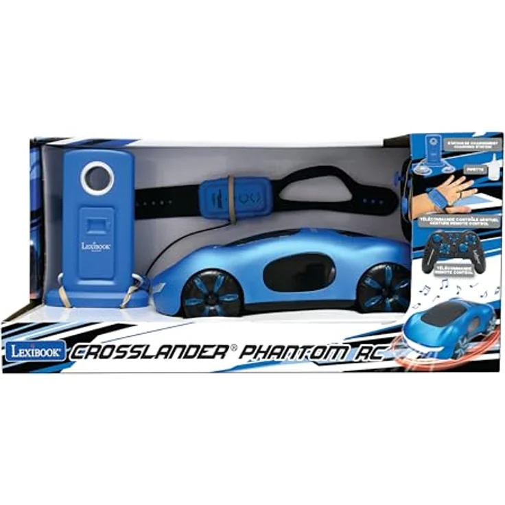 Lexibook Crosslander Phantom RC, Ferngesteuertes Rennauto mit Rauchdüsen, bis zu 15 km/h, Driftmodus, Classic- und Gestenfernsteuerung, Sound- und Lichteffekte, Blau – Bild 3