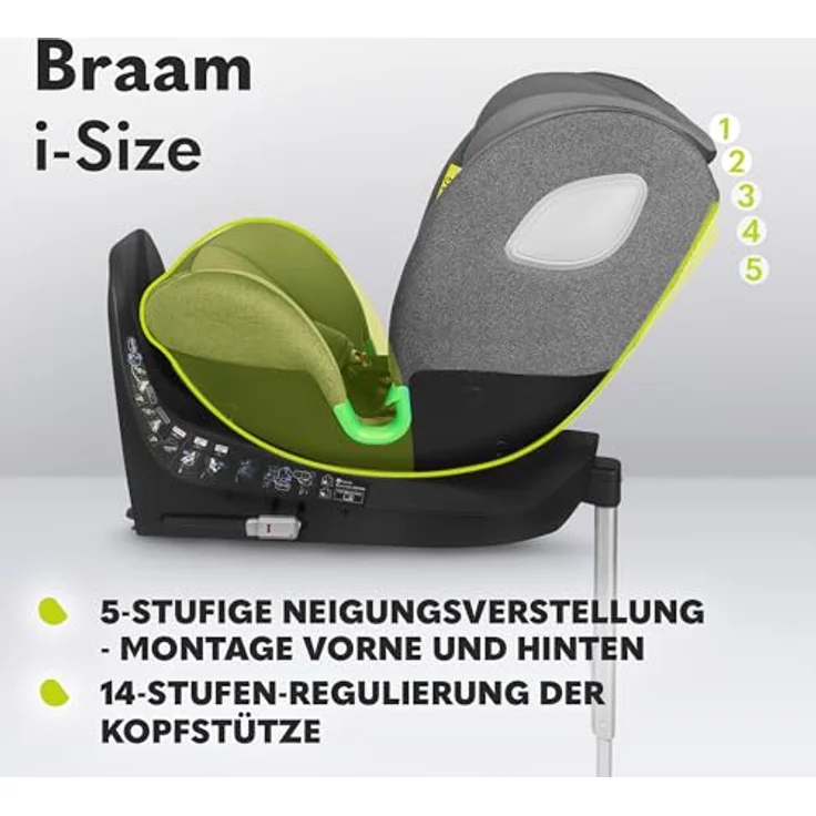 lionelo Autokindersitz BRAAM i-SIZE, ab Geburt bis 36 kg, 4-in-1-Sitz, ISOFIX + Stabilisierungsfuß, sehr sicher – Bild 5