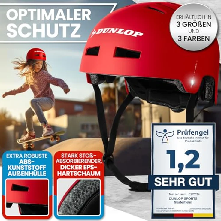 Dunlop Sports Fahrradhelm Urban Cool Pro - Test Sehr Gut - Leicht & Robust, 14-Fach Belüftet, Schnellverschluss, Auto Kopfanpassung (Rot, S 48-53cm) – Bild 2