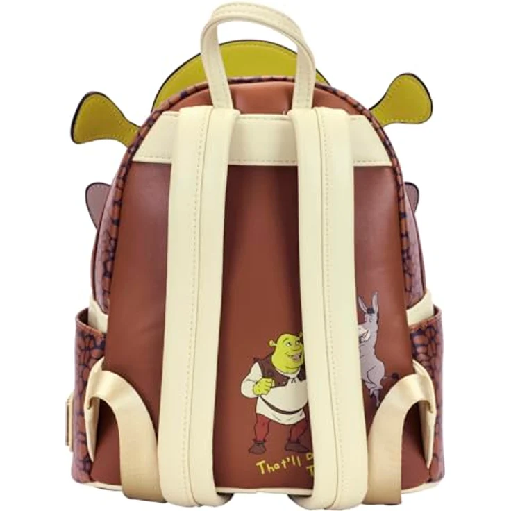 Loungefly DreamWorks Shrek & Donkey Cosplay Mini Rucksack, 22,9 x 26,7 x 11,4 cm, mit beweglichen Eselohren und Applikationen aus Wildlederimitat – Bild 4