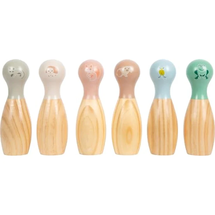 small foot Bowling „Garden Buddies“, Kegelspiel aus Holz mit Tiermotiven für Kinder ab 3 Jahren, inkl. Aufbewahrungsbeutel, 12644 – Bild 4