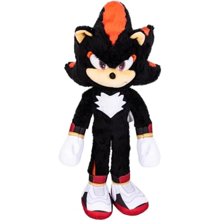 Jakks Pacific Sonic 3 The Hedgehog Deluxe-Shadow-Plüschtier, 33 cm, offiziell lizenziert, mit realistischen Acrylaugen, Sammlerstück ab 3 Jahren